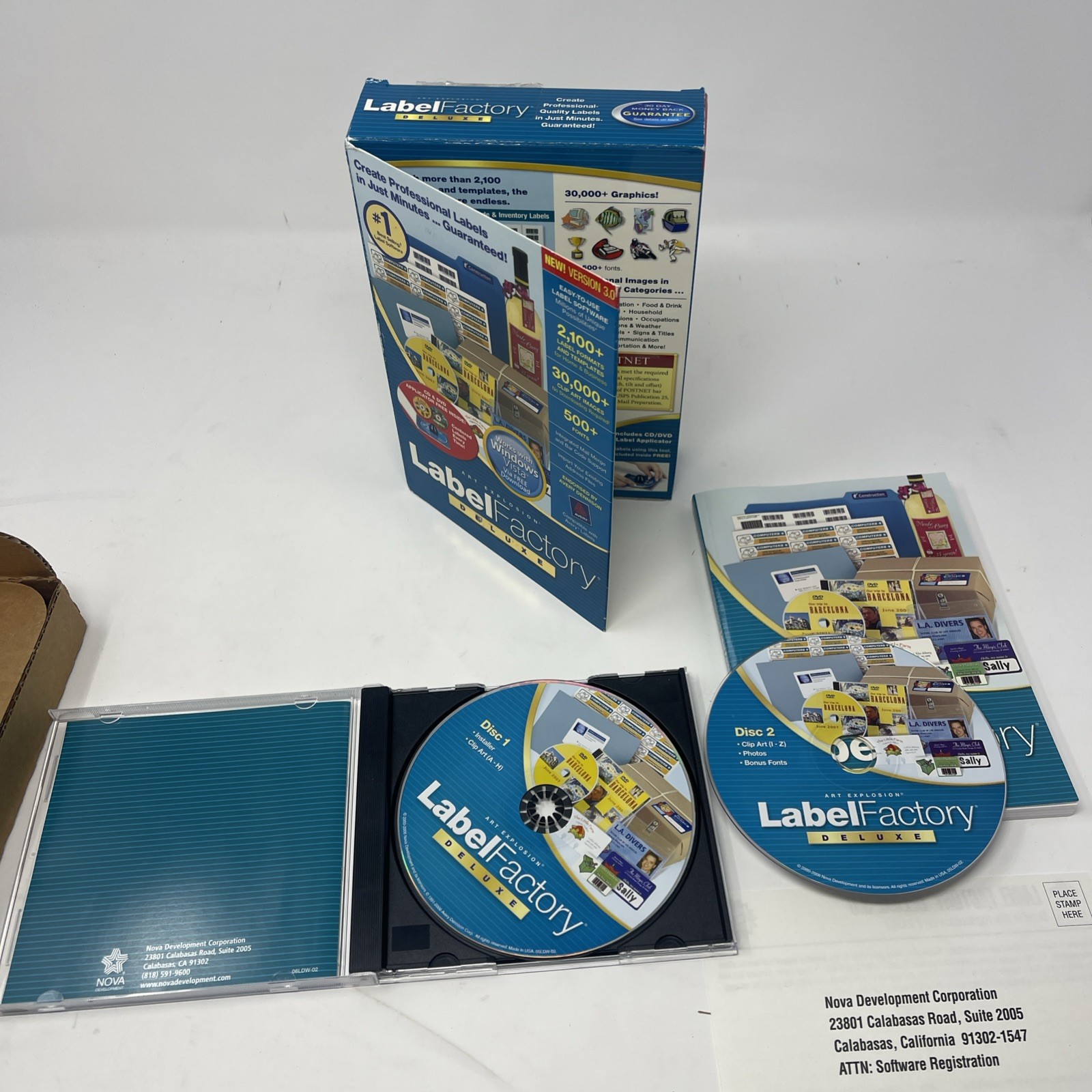 Art Explosion Label Factory Deluxe v3.0 • PC Software In Box With Manual