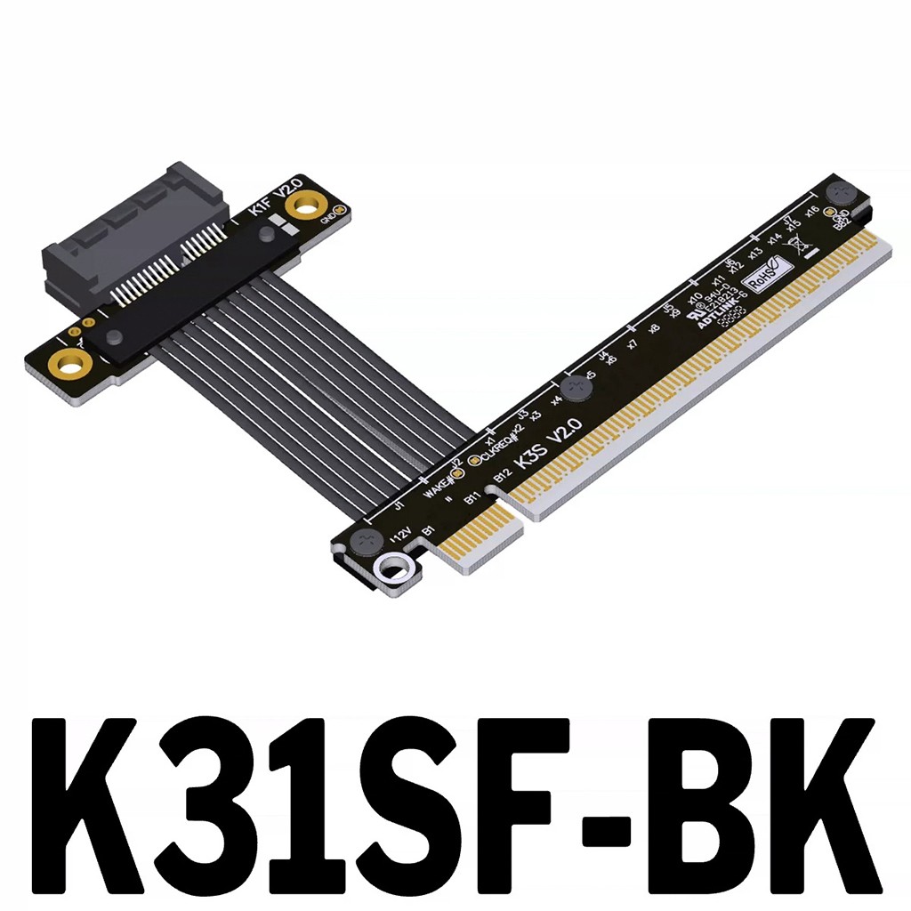 ADT-Link PCIe 5.0 X16 to X1 Ext Cable 25CM for Network Hard Disk USB Card