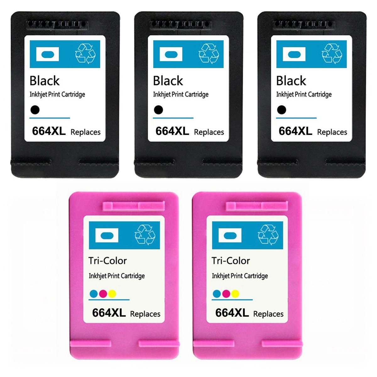 5PK Compatible For HP 664XL Black Color Ink Cartridge Show Ink Deskjet 4536 4676