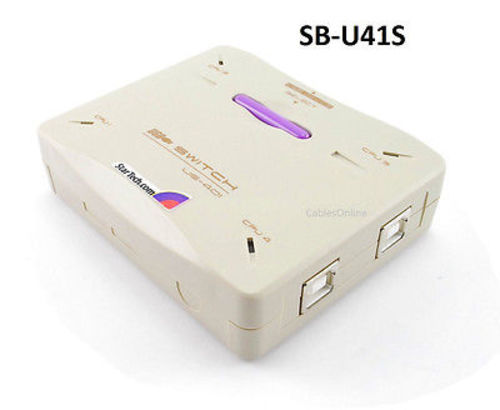 4-Port Compact USB B (Printer, Scanner, Modem, etc) Manual 4 to 1 Data Switch