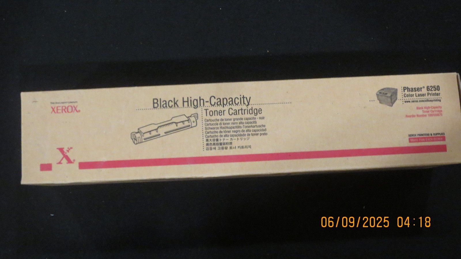 XEROX BLACK HIGH CAPACITY TONER CARTRIDGE PHASER 6250 COLOR LASER PRINTER