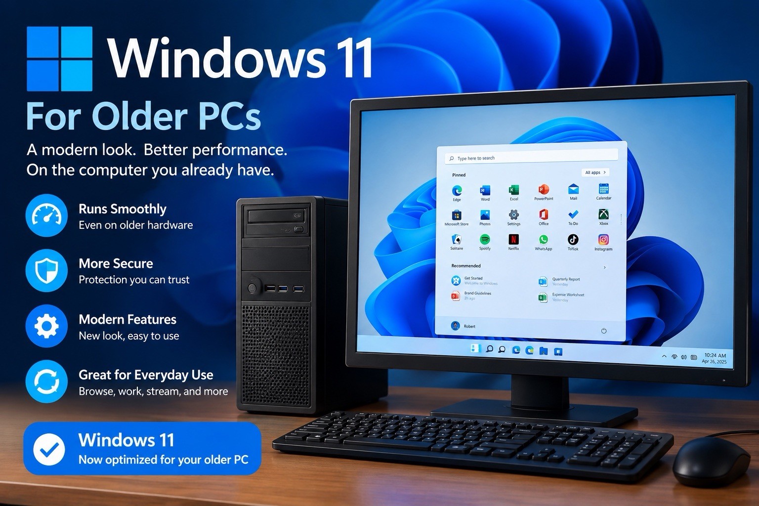 Microsoft Windows 11 Pro 64-Bit USB Flash Drive for Older PC
