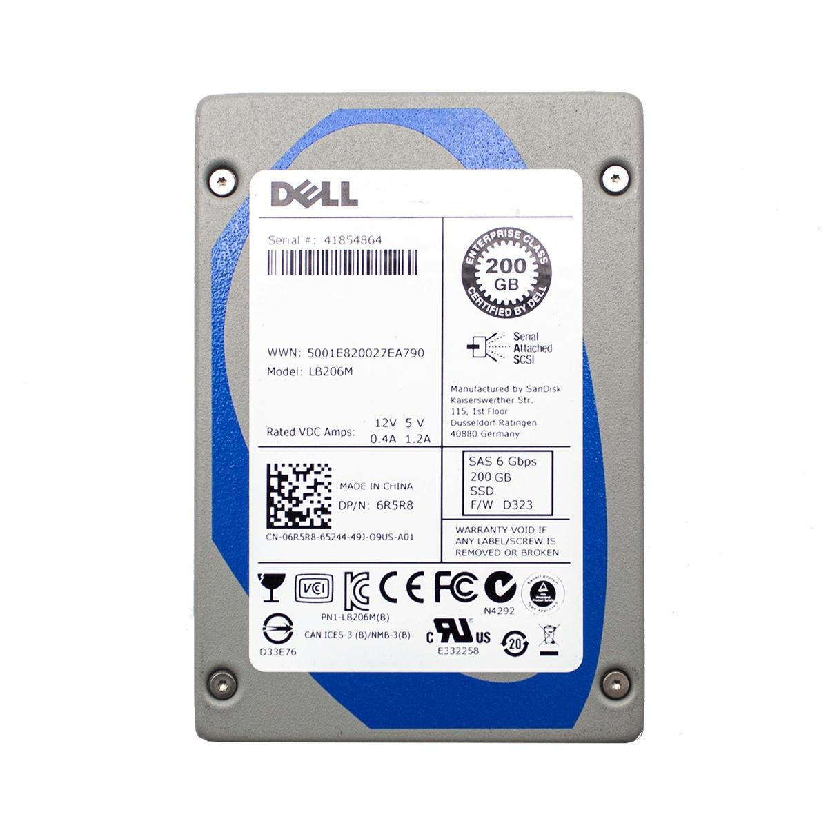 Dell Lb206m Ssd 200gb Sas 2.5" Solid State Drive Server Nas Fat 6r5r8_