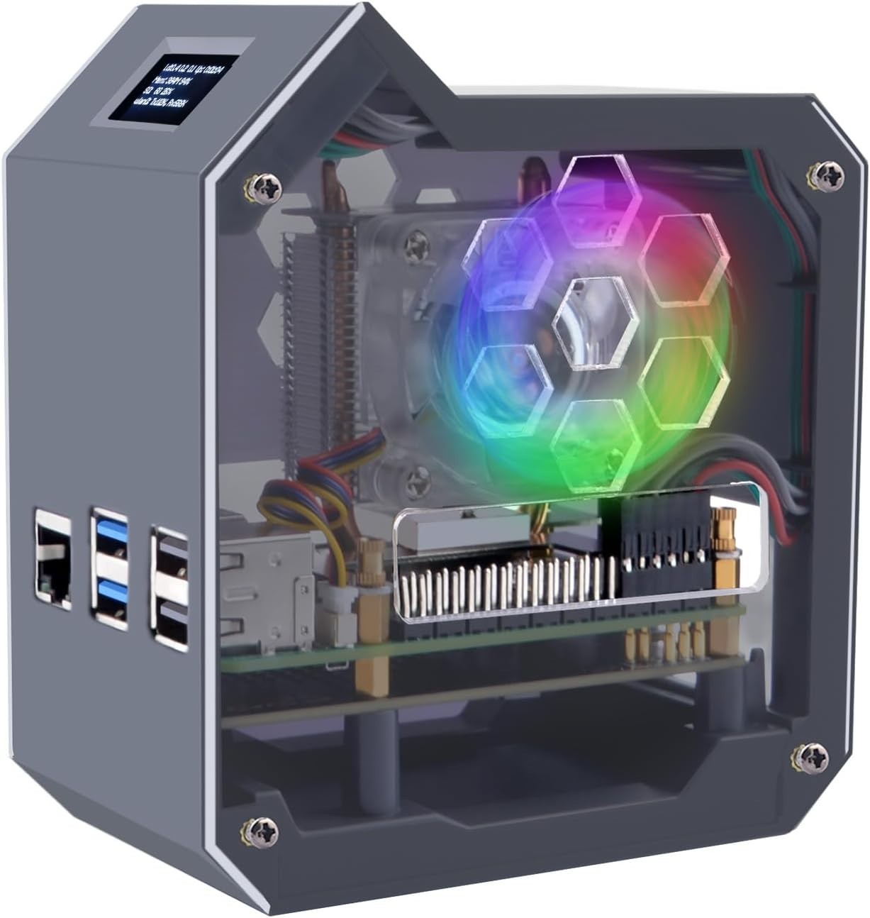N07 MiniTower NAS Kit for Raspberry Pi 5 - Supports M.2 NVMe SSD & OLED Display