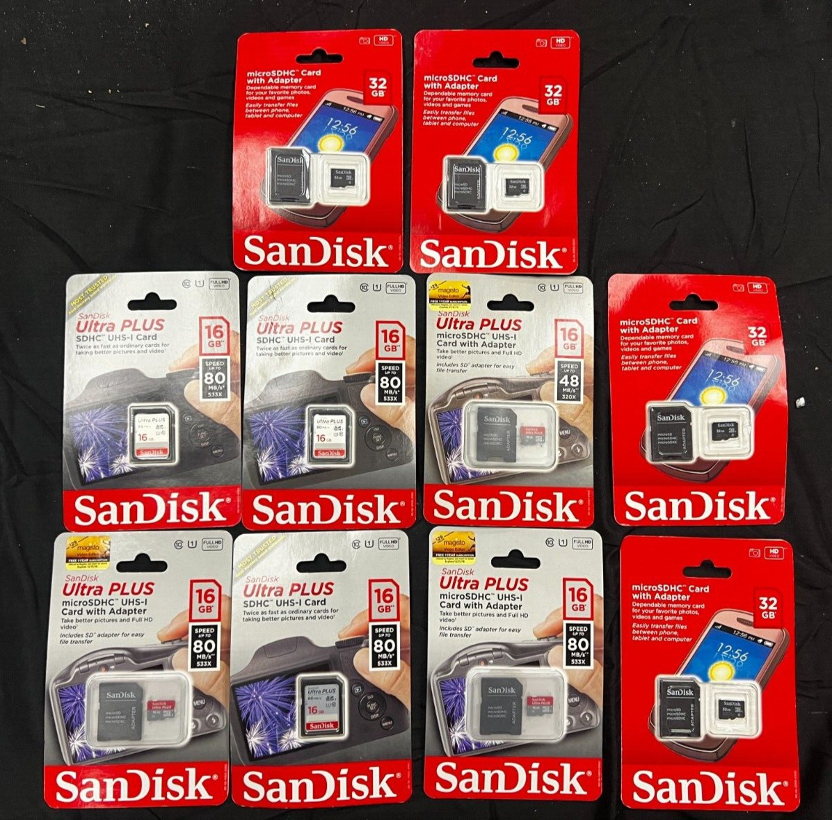 Lot of (10) NEW SEALED SanDisks Different