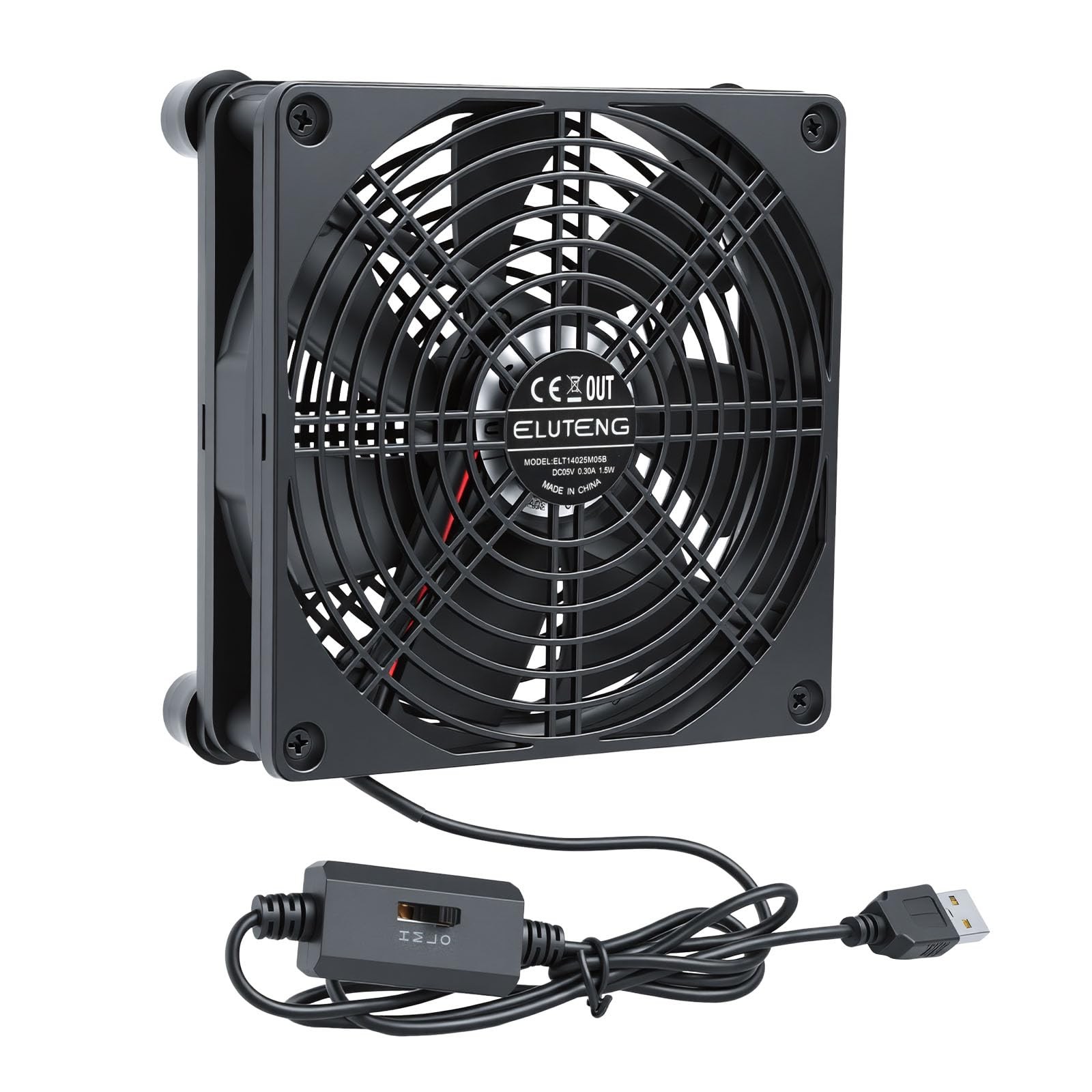 USB Powered Cooling Fan 140mm with 3 Speed Adjustable Computer USB Fans 5V Qu...