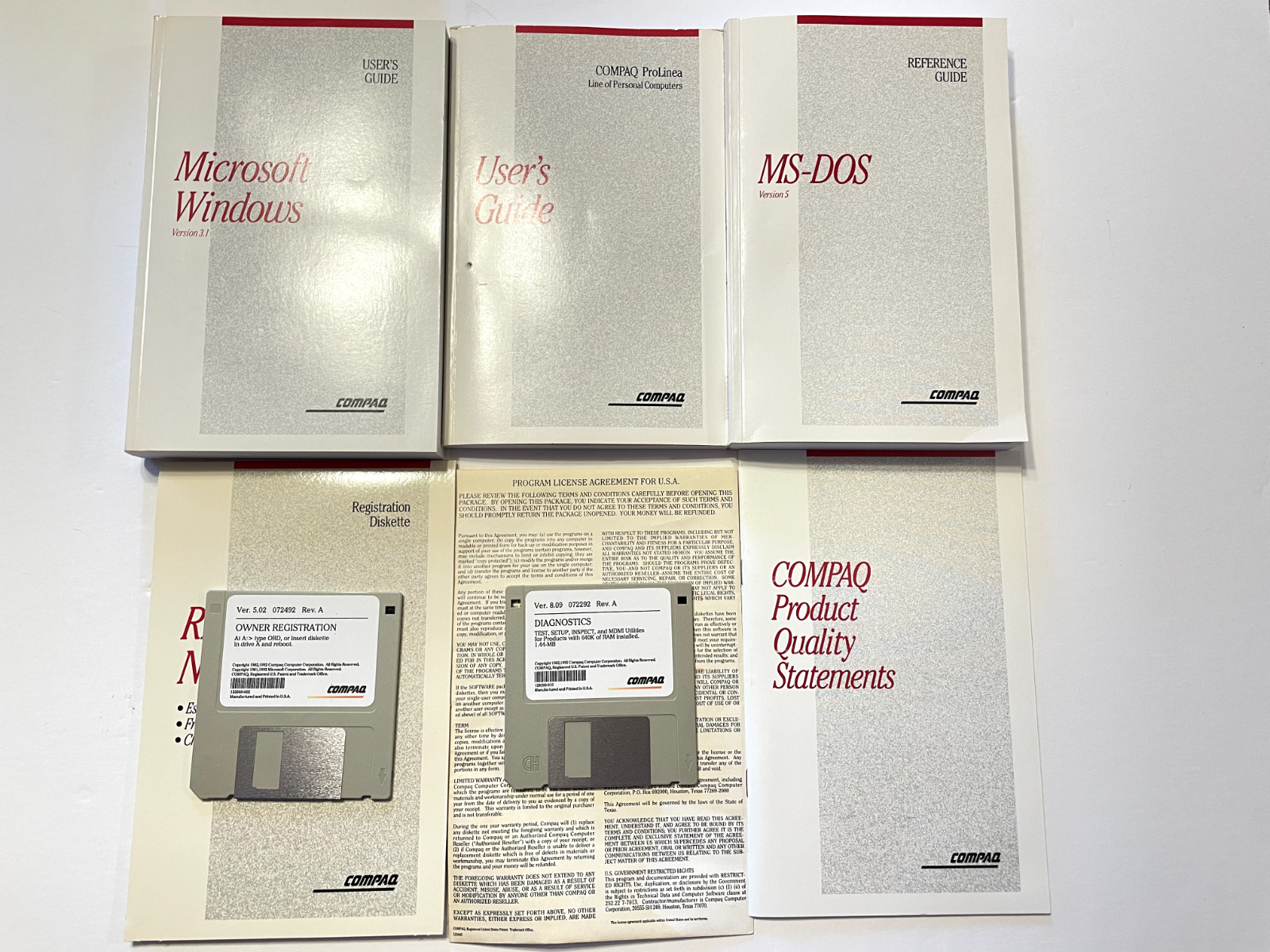 Compaq Prolinea User's Guide Manual Information Books w/Diagnostics Floppy 1992