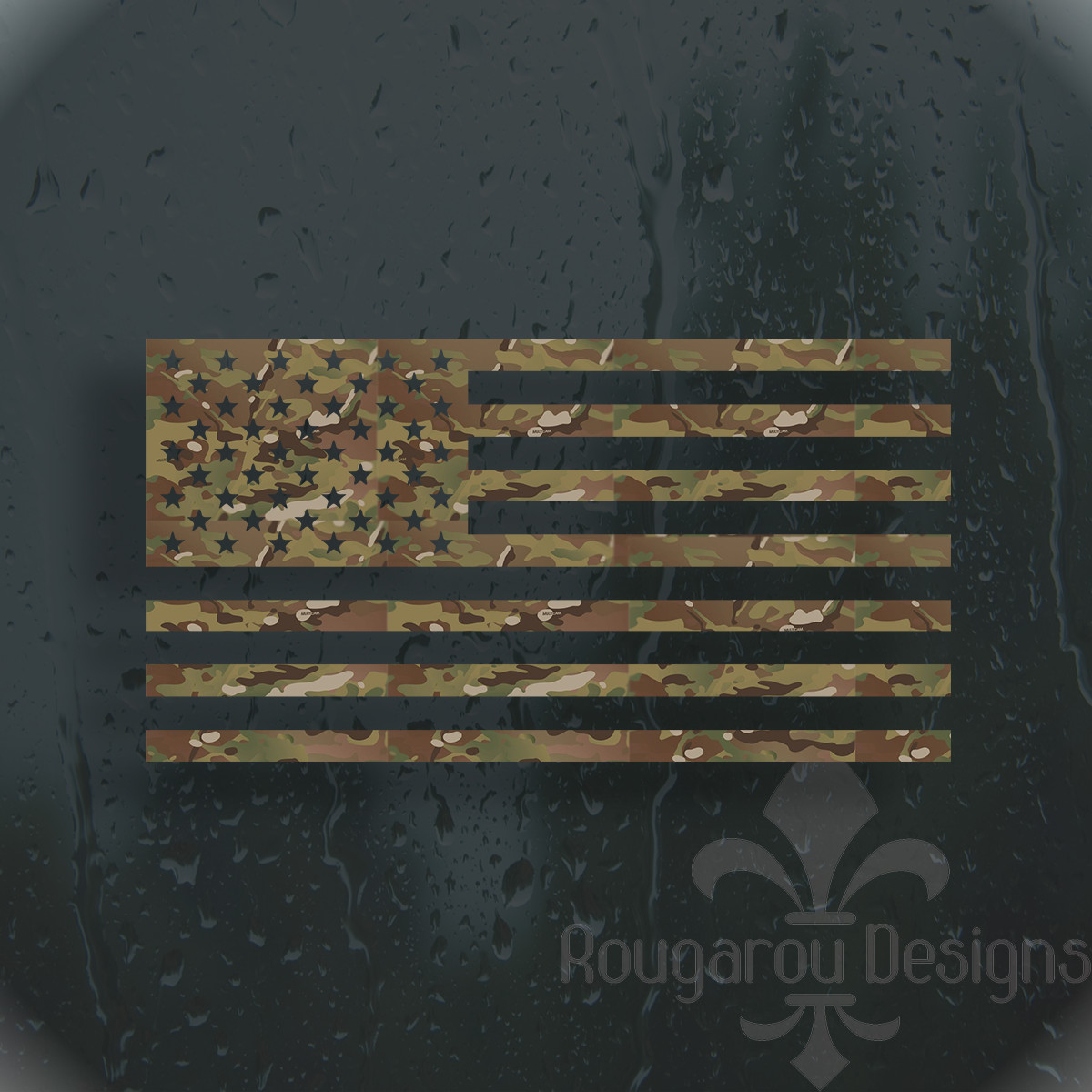 MultiCam American Flag Decal | Laptop Car Truck Window | Rougarou Designs