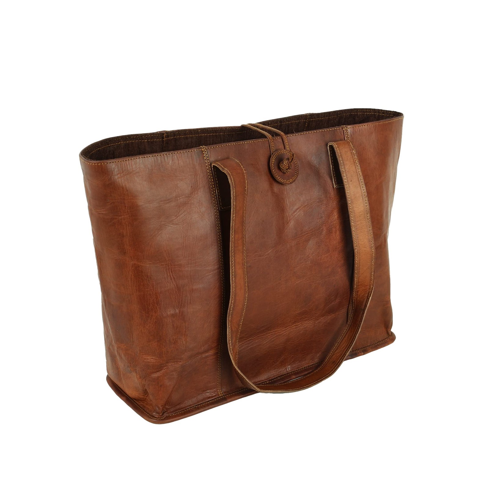 Vintage Genuine Leather Tote Bag Handbag Shopper Purse Shoulder Bag For Women Of