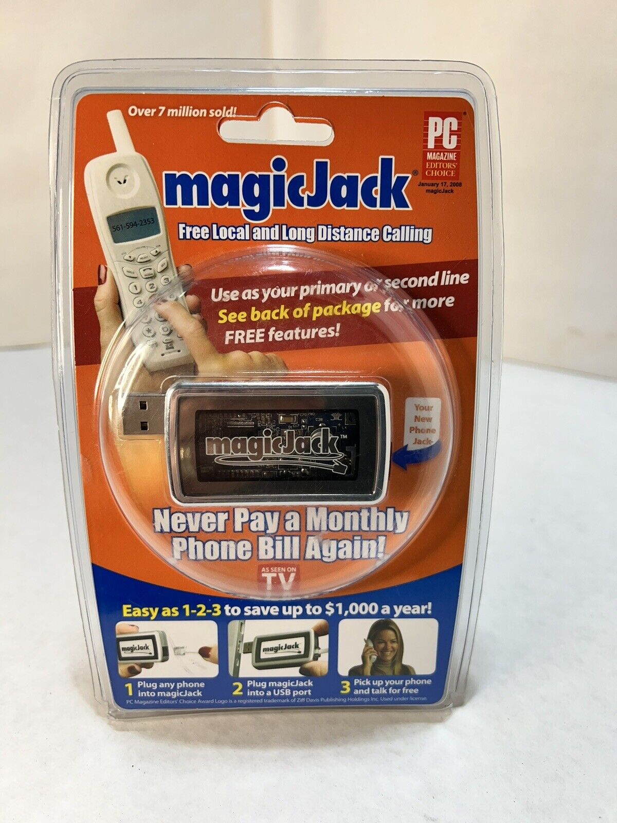 Magic Jack USB Phone Line Free Local and Long Distance Calling NEW SEALED