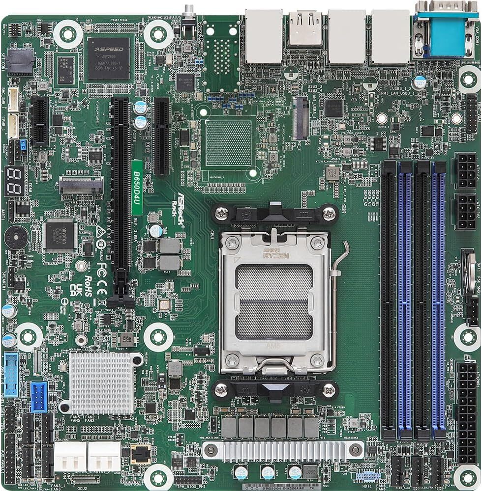 AsRock Rack Micro-ATX Server Motherboard Single Socket AMD Ryzen 7000 B650D4U