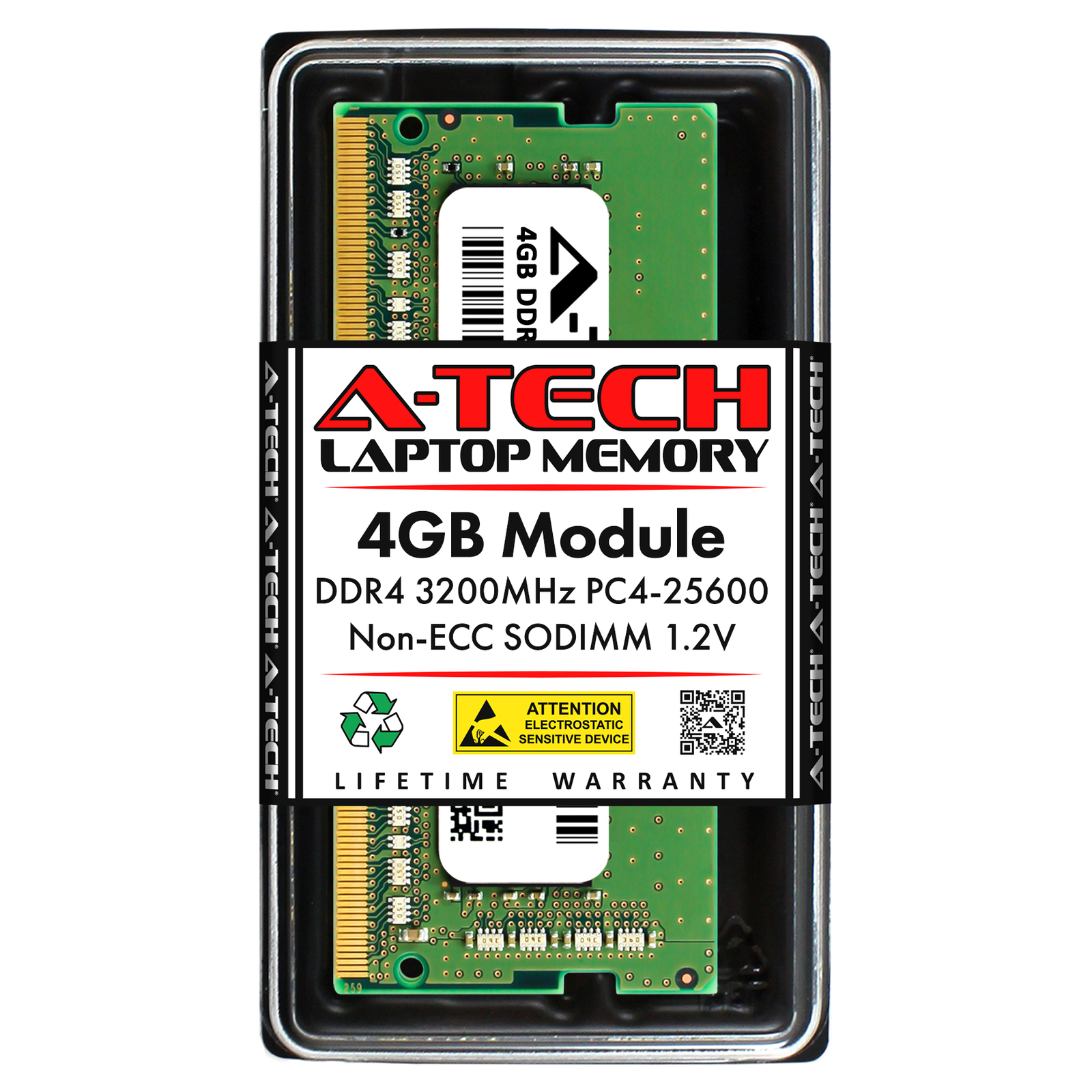 A-Tech 4GB PC4-25600 Laptop SODIMM DDR4 3200 MHz Non-ECC 260-Pin Memory RAM 4G