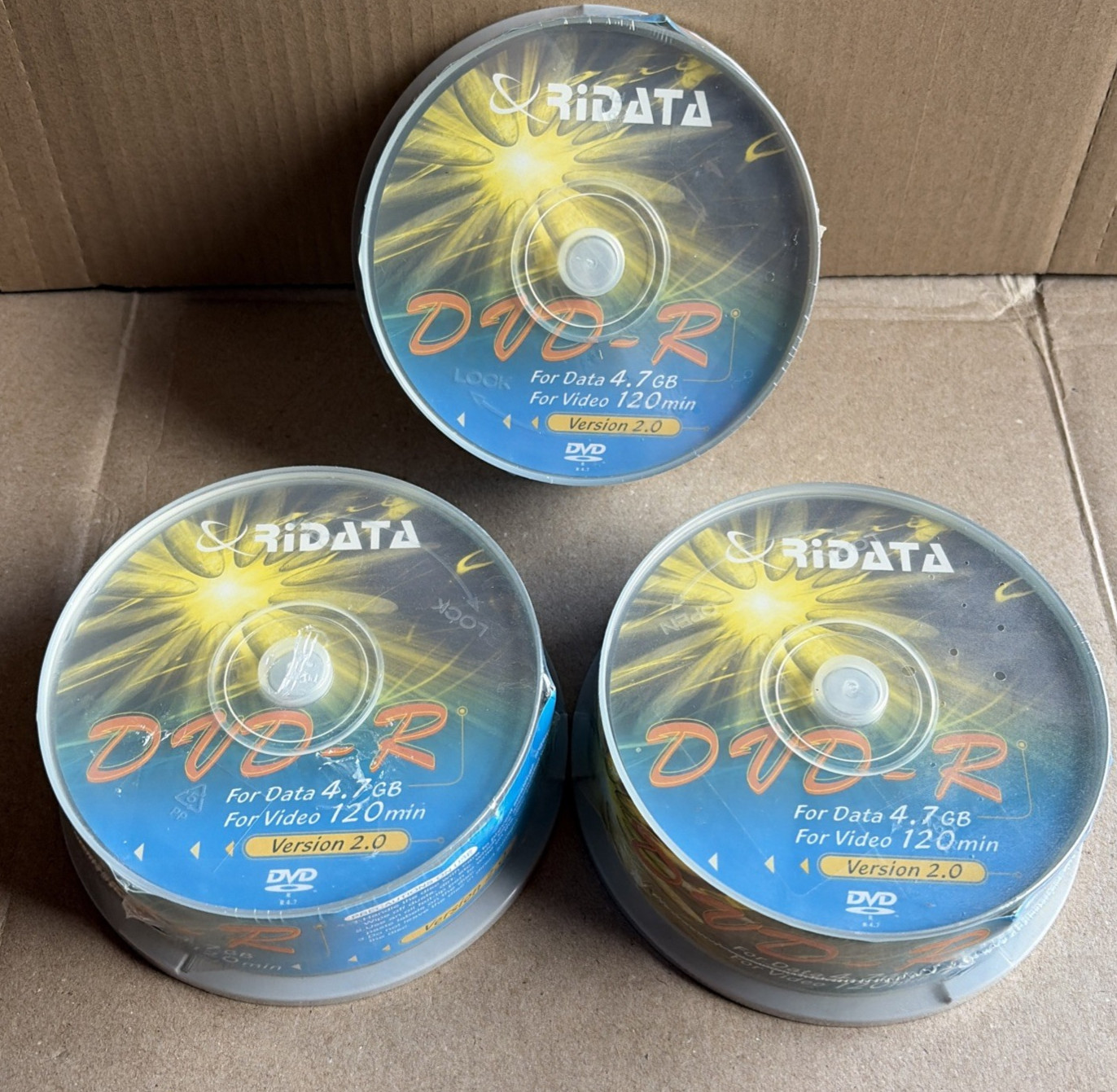 RiDATA DVD-R 4.7 GB 120 Minutes 25 Discs New Sealed Lot of 3 New Sealed
