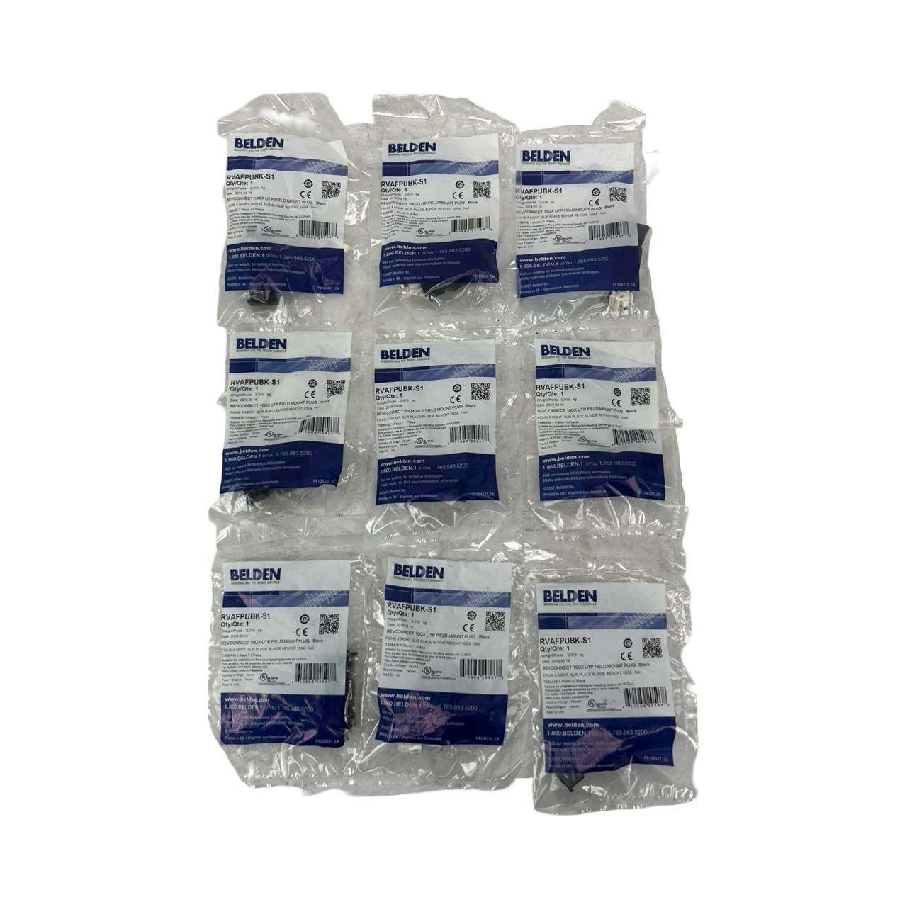 NEW Lot of 9 Belden RVAFPUBK-S1 Revconnect 10GX UTP Field Mount Plug Black (EC8