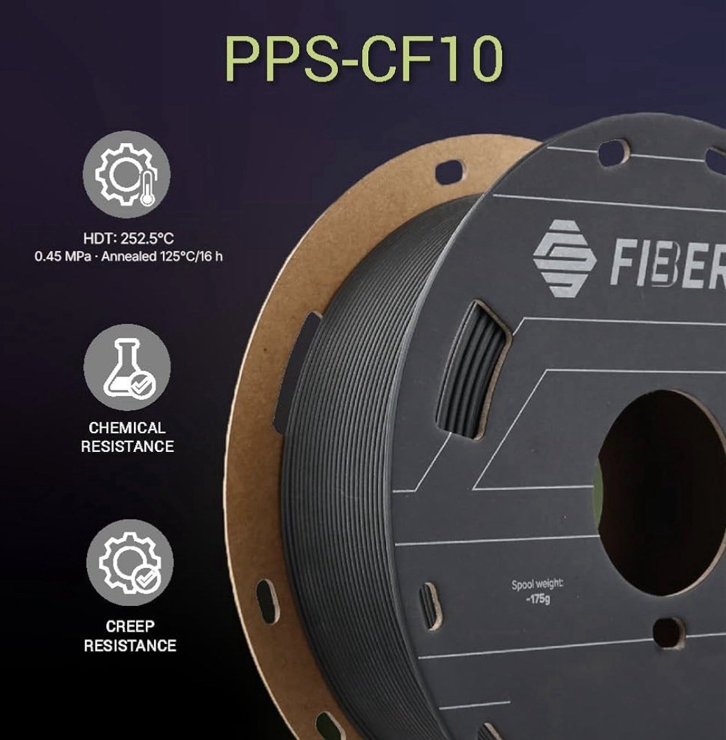 Polymaker Fiberon PPS-CF10 Carbon Fiber PPS 3D Filament Black 1.75mm 3kg Heat