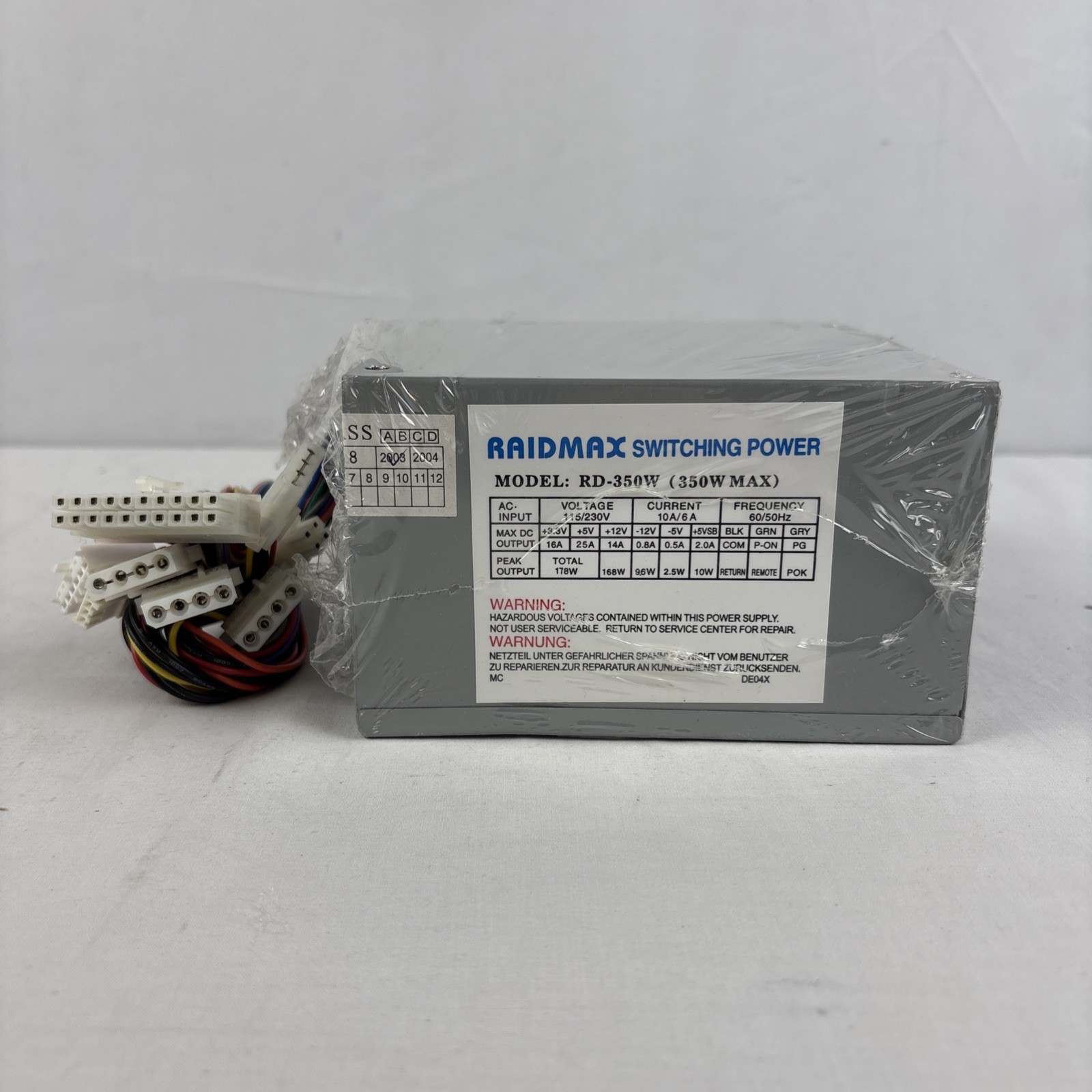 RaidMax Switching Power RD-350W Power Supply 60/50 Hz New Untested