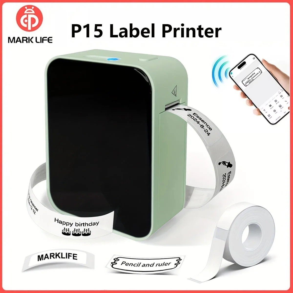 P15 Bluetooth Label Maker Machine Portable Sticker Barcode Thermal Label Printer