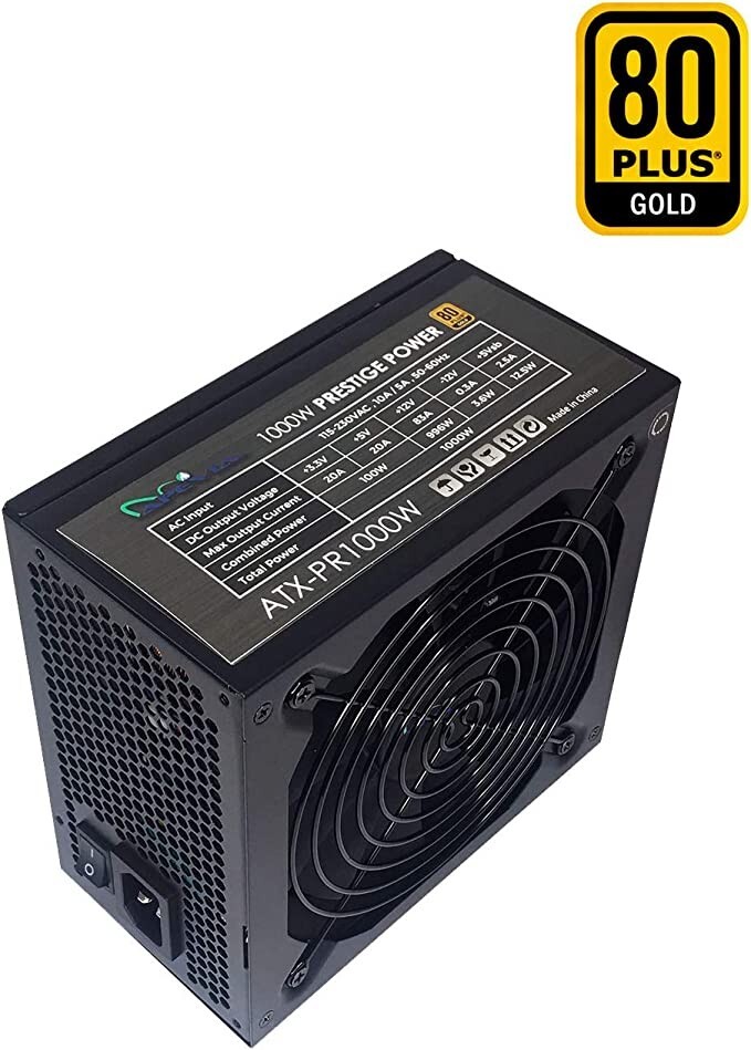 Apevia ATX-PR1000W Prestige 1000W 80+ Gold Certified, ROHS Compliance, Active PF