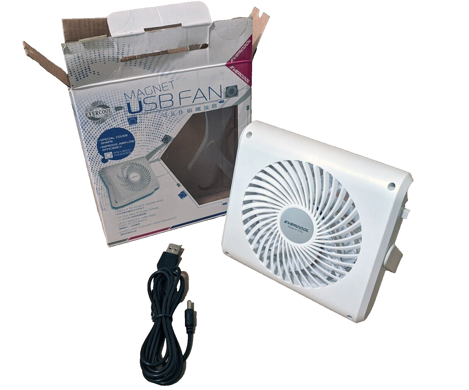 Evercool Magnet USB Fan 120mm OFF/LOW/HIGH PC Powered Desktop Air Cooling MUF-12