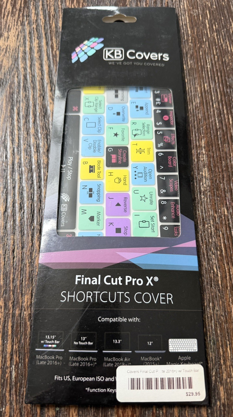 KB Covers-Final Cut Pro X Shortcuts Cover for MacBook Pro ( Late 2016+) 13”, 15”