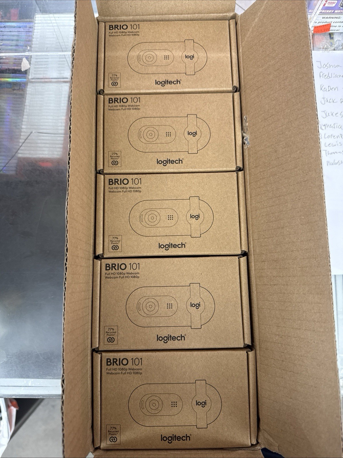 10 Pack FullboxLogitech Brio 101 Full HD Webcam with Microphone for Video Calls