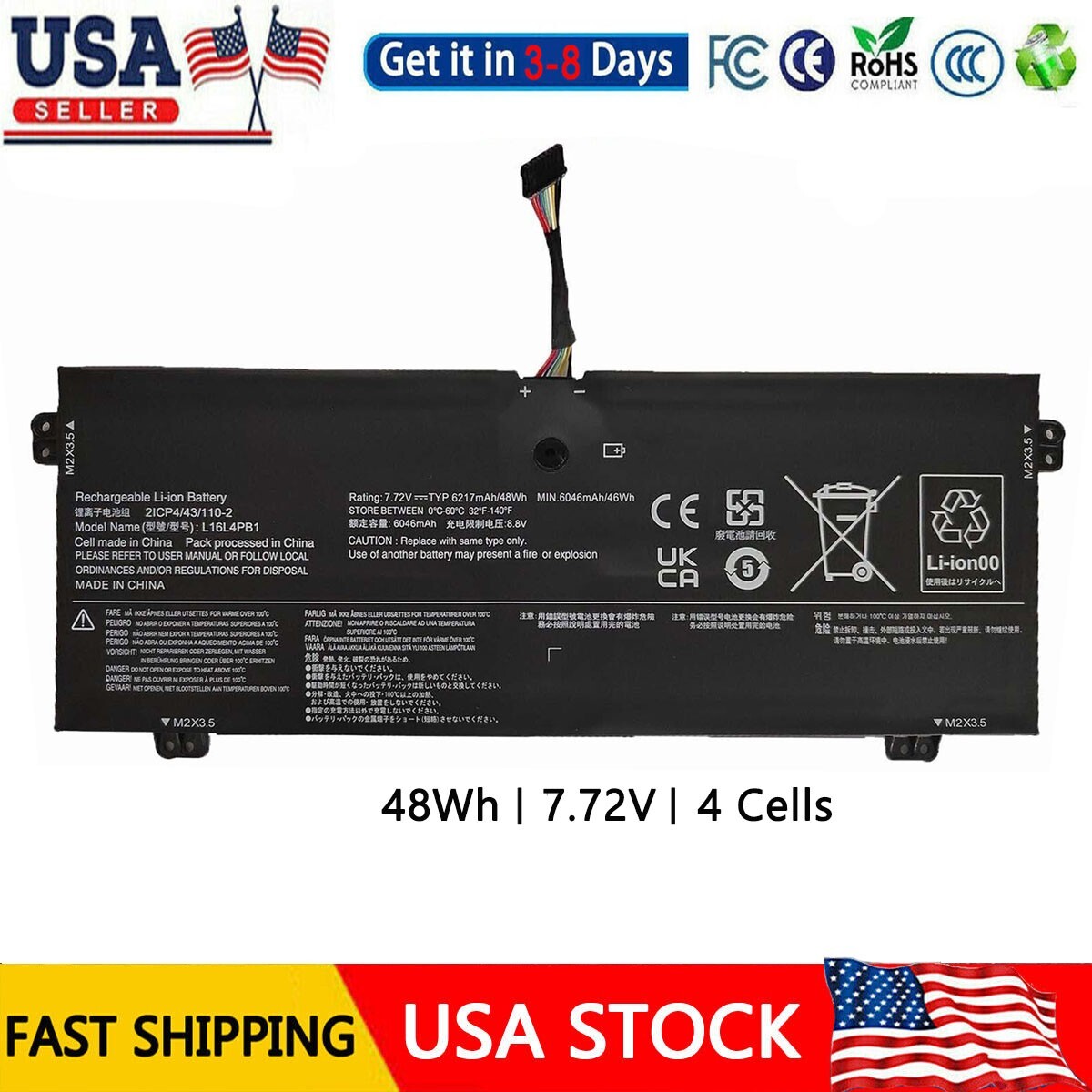 L16C4PB1 L16M4PB1 Battery For Lenovo YOGA 720-13IKB 730-13IKB L16L4PB1 48Wh New