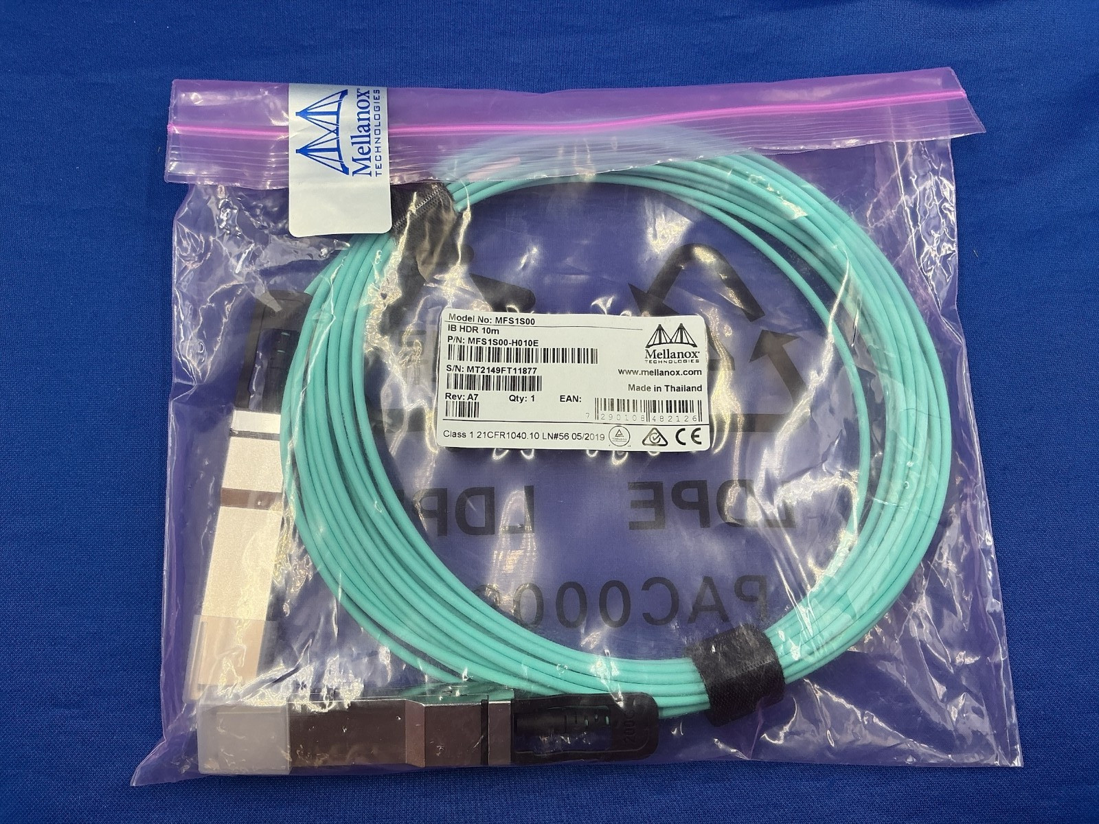 MELLANOX MFS1S00-H010E 200Gb/S HDR QSFP56 ACTIVE FIBER OPTIC (10M) NETWORK CABLE