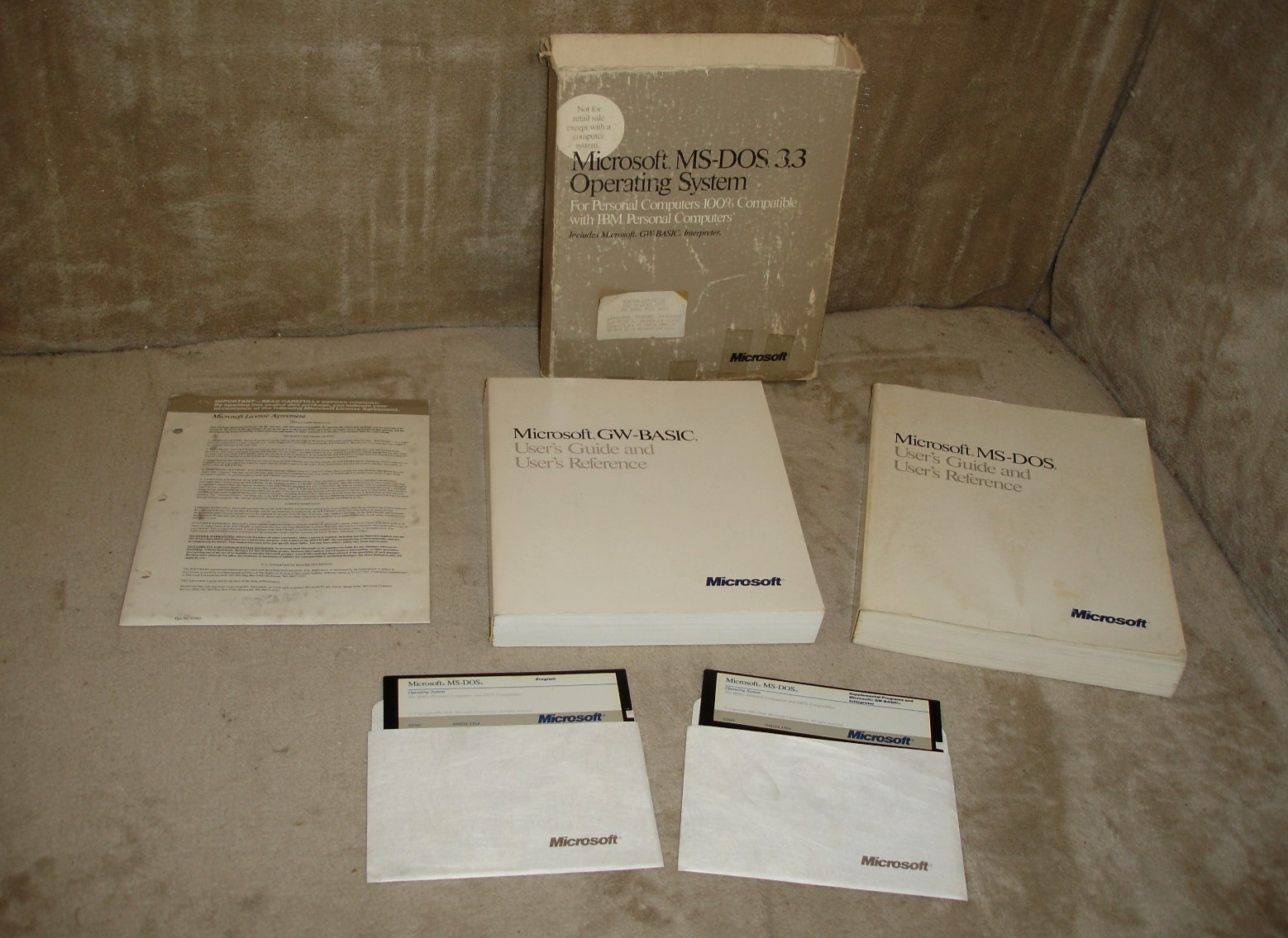 Vintage 1987 Microsoft MS-DOS 3.3 Complete with GW-BASIC in Box with 5.25" Disks