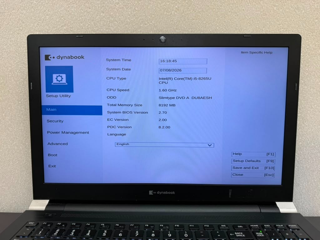 Dynabook Tecra A50-F 15.6" i5-8265U 8GB RAM No Storage - Read descr