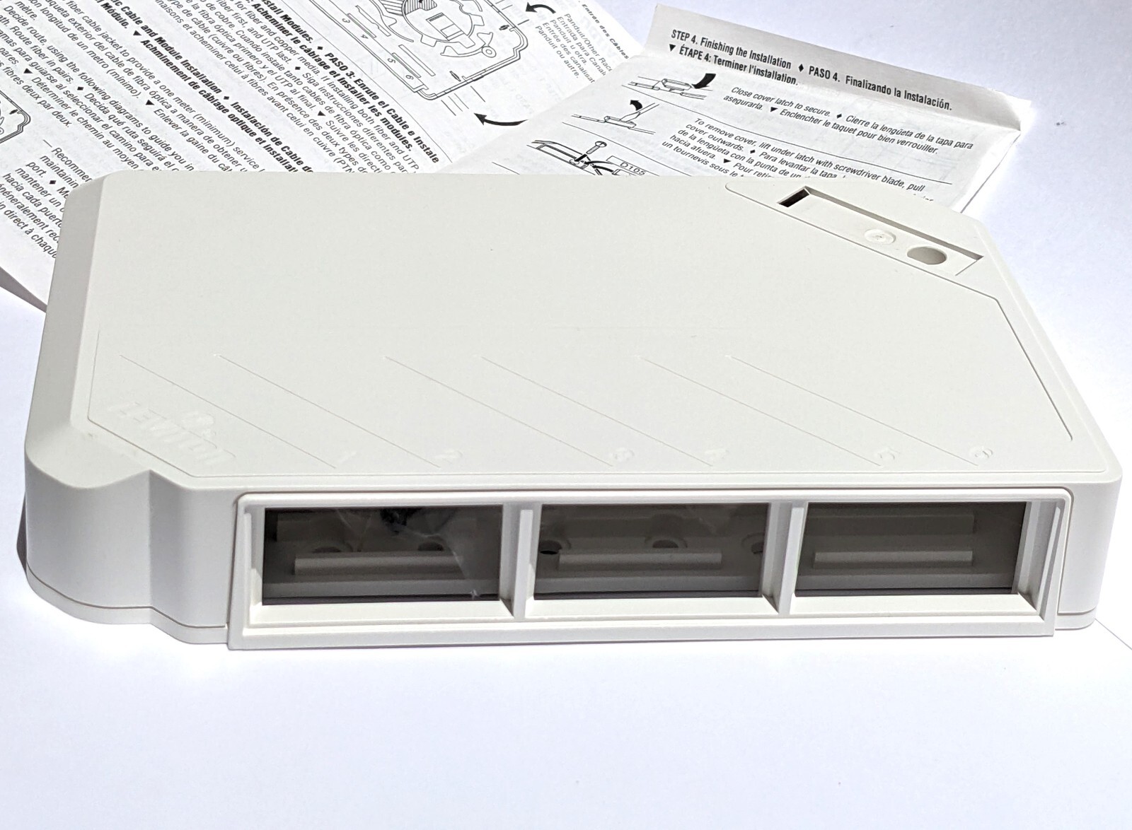 Leviton CAT-41296-MMW MOS Surface Mount Box, Quickport Multimedia Outlet, Fiber