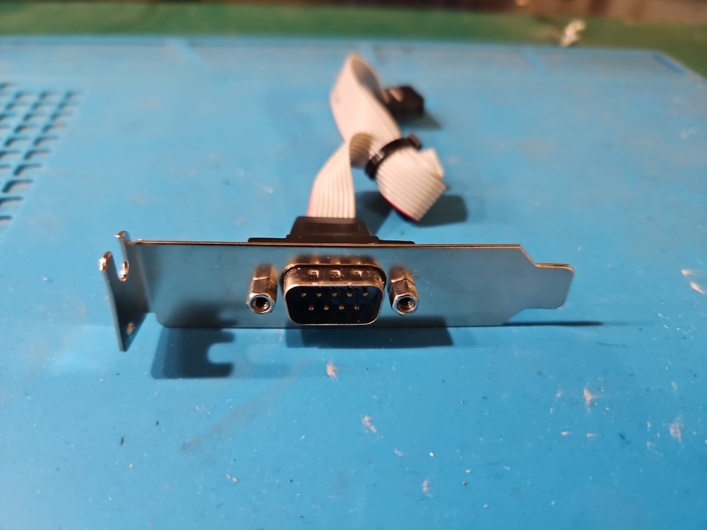 DB9 DB-9 RS232 9-Pin Com Port Serial Header w/ Ribbon Cable Low Profile Bracket