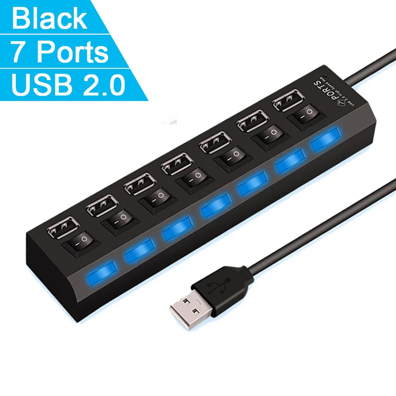 High Speed 4/7 Ports USB HUB 2.0 Adapter Expander Multi USB Splitter Multiple...