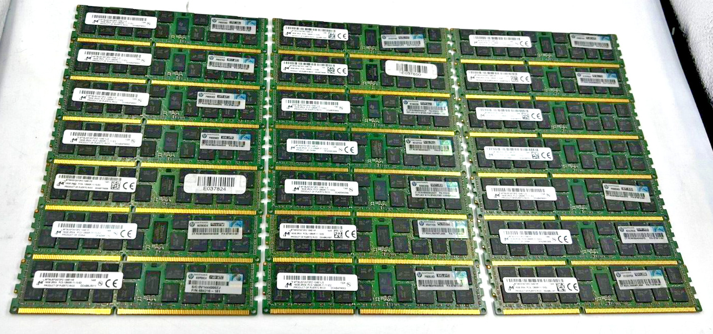 SERVER RAM -MICRON *LOT OF 50* 16GB 2RX4 PC3 -12800R MT36JSF2G72PZ-1G6E /TESTED