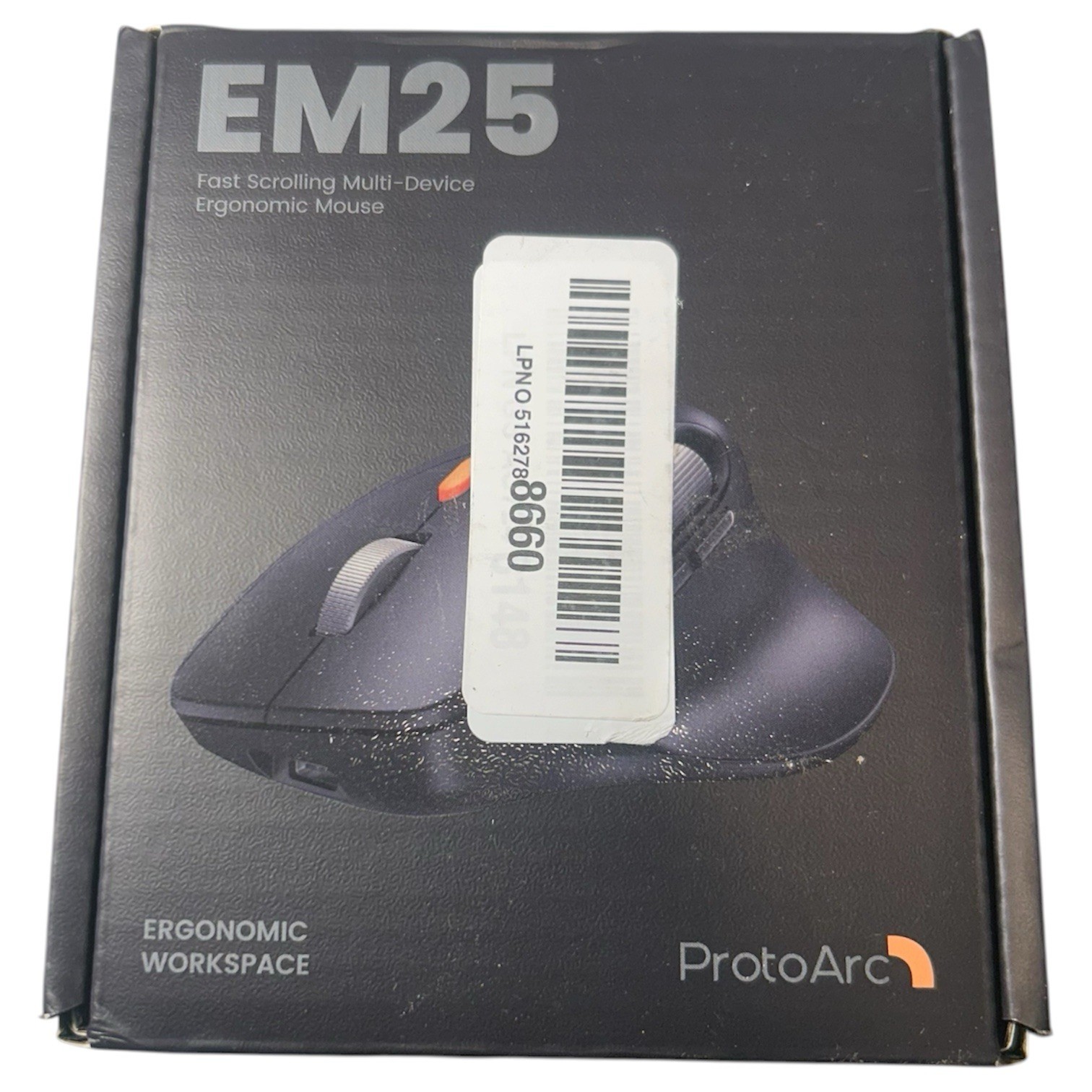 ProtoArc Ergonomic Bluetooth Mouse, EM25 USB Wireless Mouse Black - New Open Box