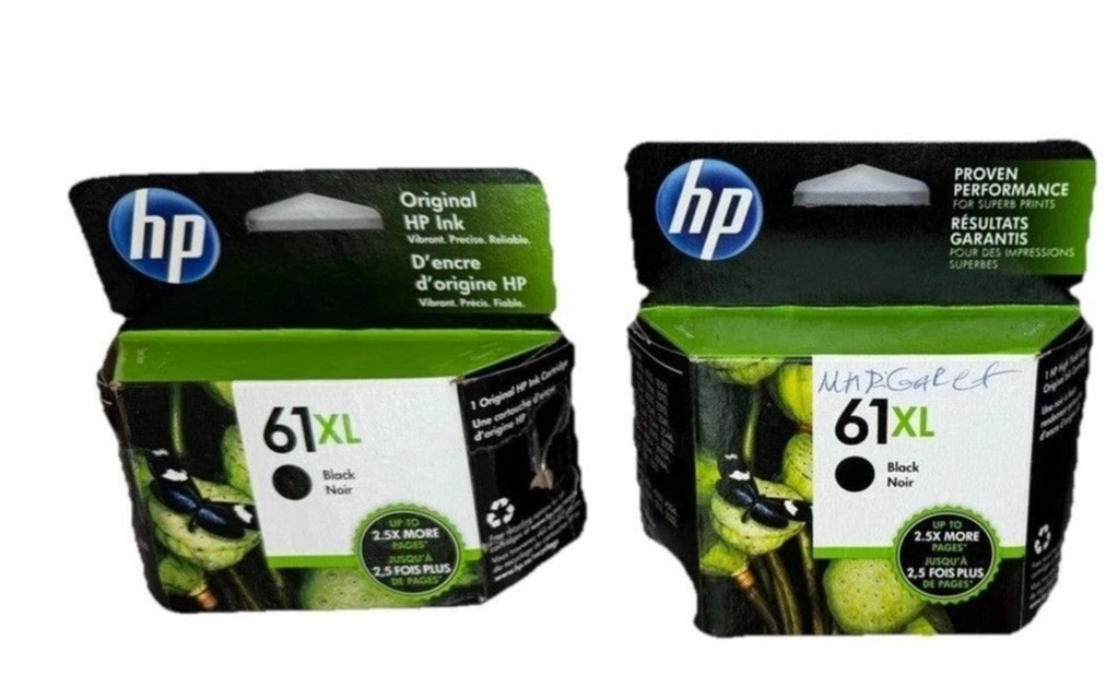 2 Genuine HP 61XL Black Ink Cartridges OEM Original High Yield New Sealed