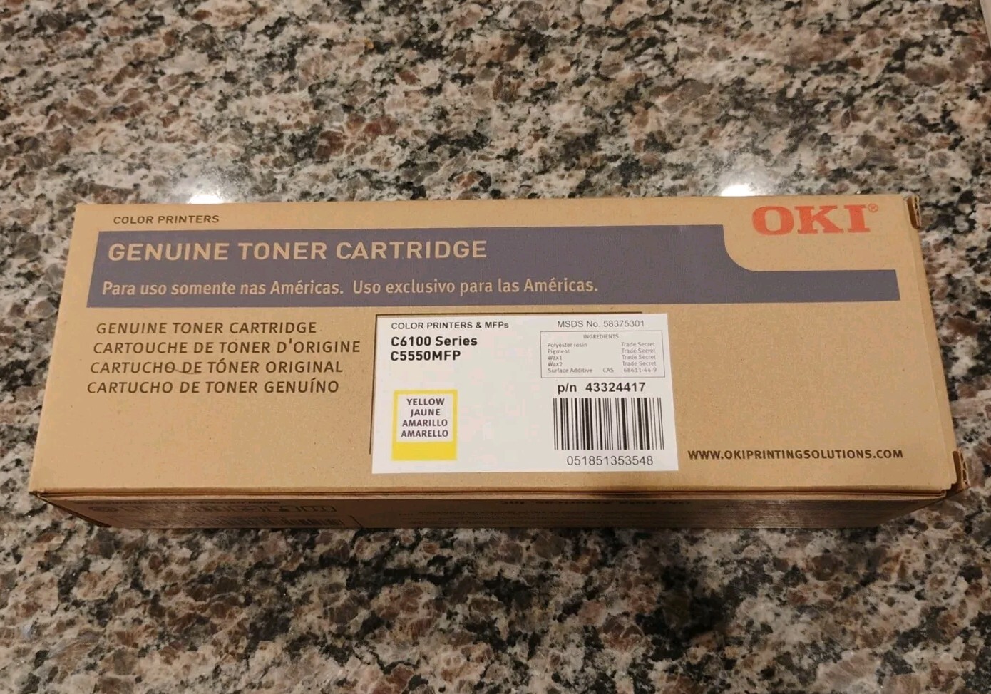 GENUINE FACTORY SEALED OKI 43324417 Yellow Toner Cartridge C6100 C5550MFP 