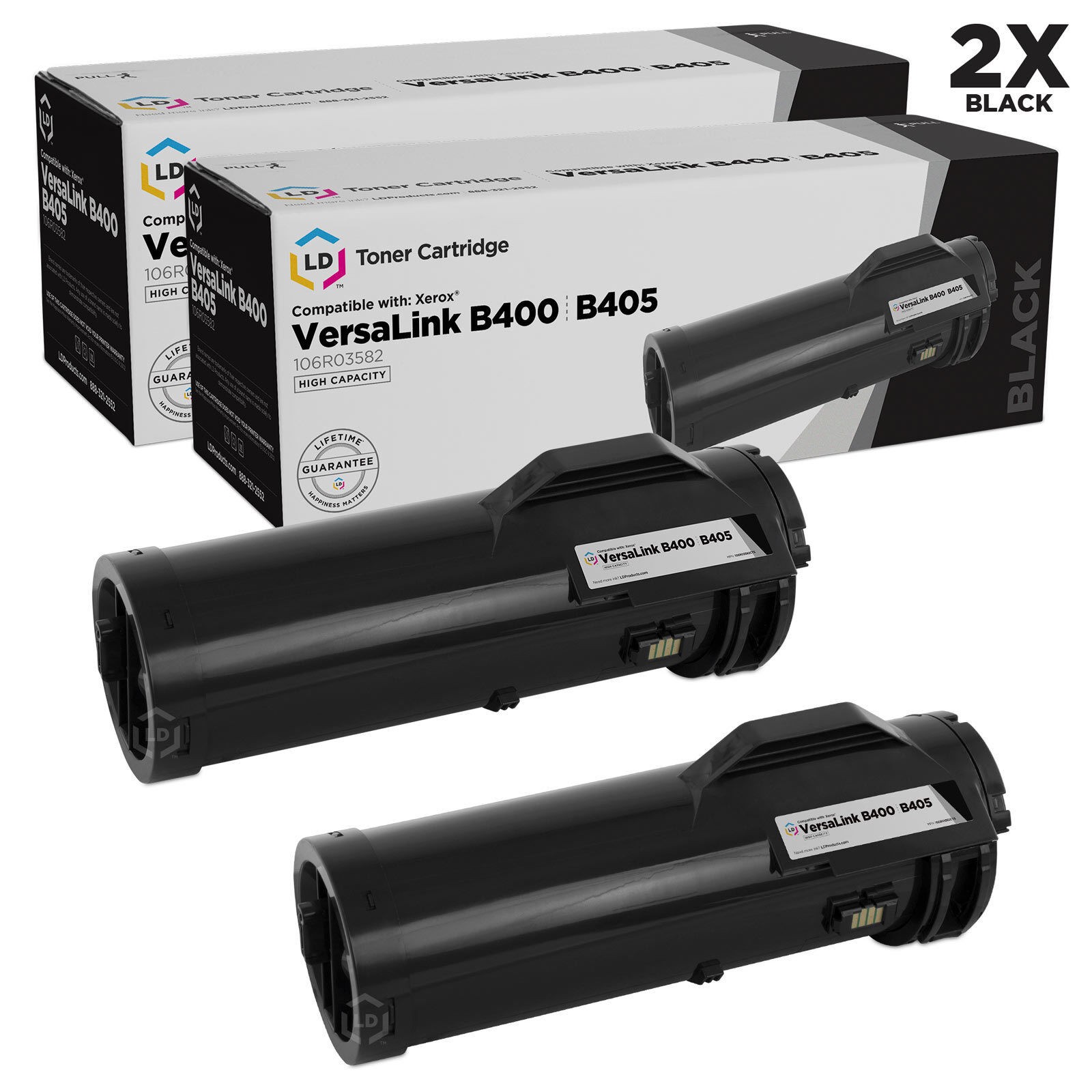 LD Compatible Xerox 106R03582 High Yield Black Toner 2PK for VersaLink B400/B405