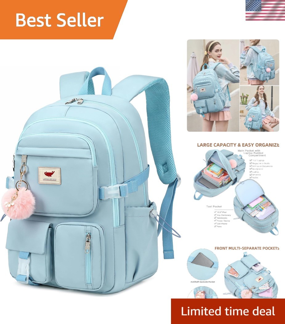 Durable 15.6 Inch School Backpack - Sleek Anti-Theft Design for Girls & Women