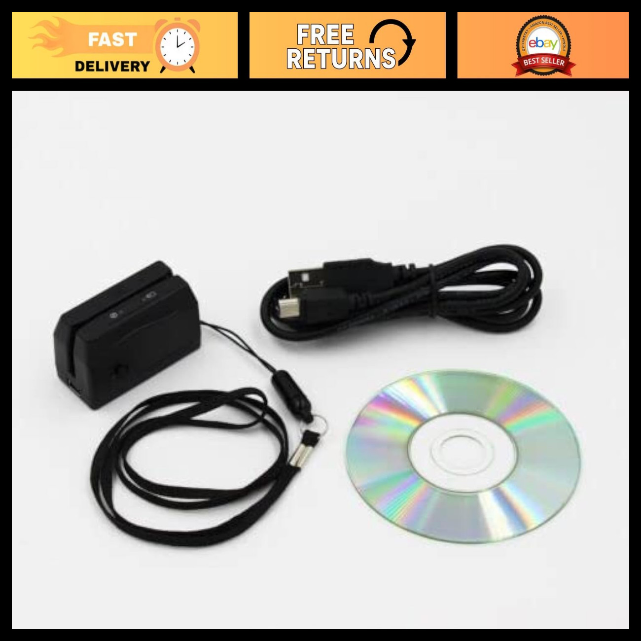Portable USB Card Reader for MSR605X MSRX6 MSRX6BT - Fast Data Transfer, Compact