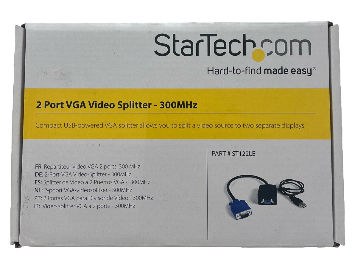 NEW STARTECH ST122LE 2 PORT VGA VIDEO SPLITTER 300 MHZ WIRED