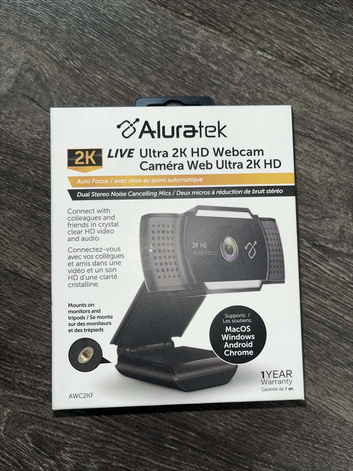 Aluratek 2K HD Webcam with Dual Stereo Noise Cancelling Mics, Auto Focus New