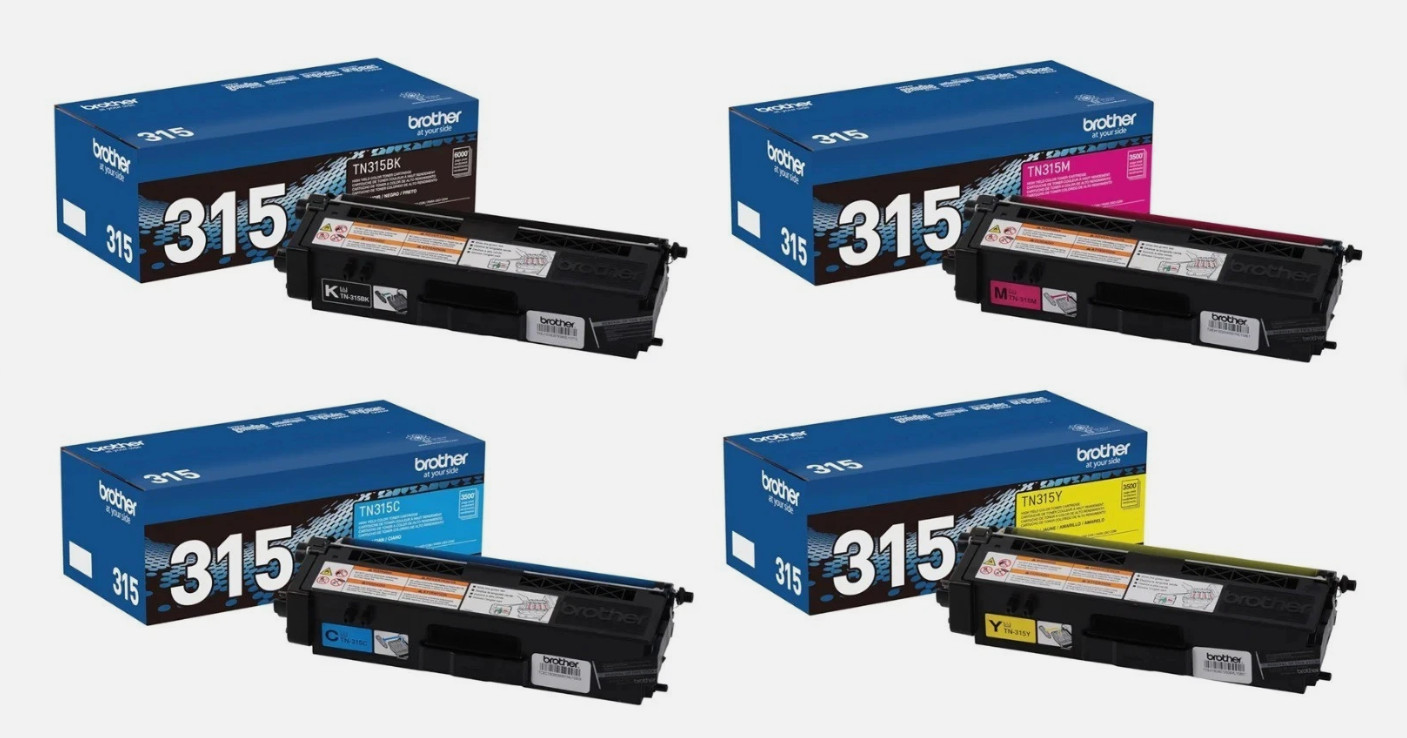 Genuine Brother TN315 High Yield Toner Set BK/C/M/Y HL-4570CDW MFC-9970CDW