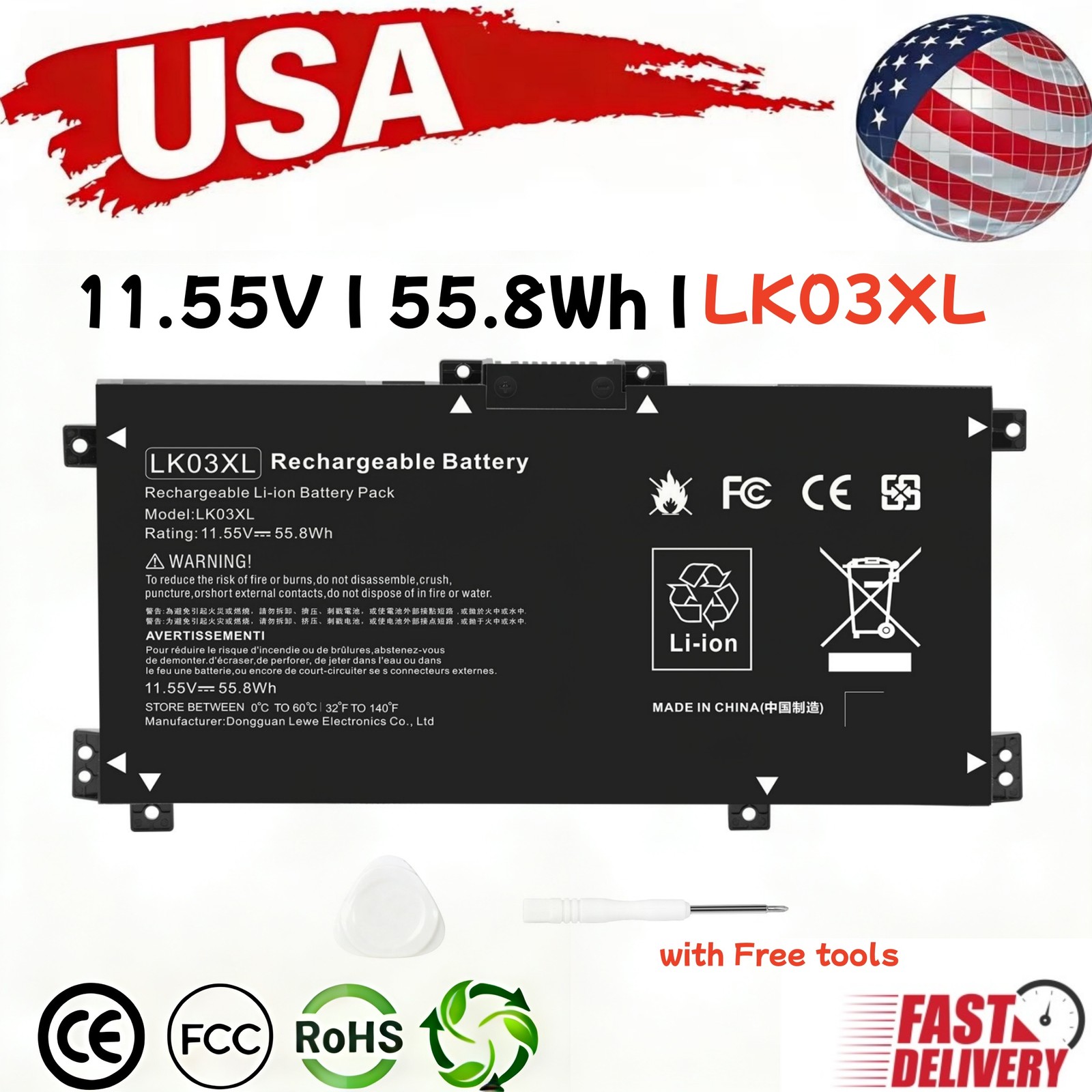 LK03XL Battery For HP ENVY X360 17M-AE111DX 15m-bp011dx 15m-cn0012dx 916814-855