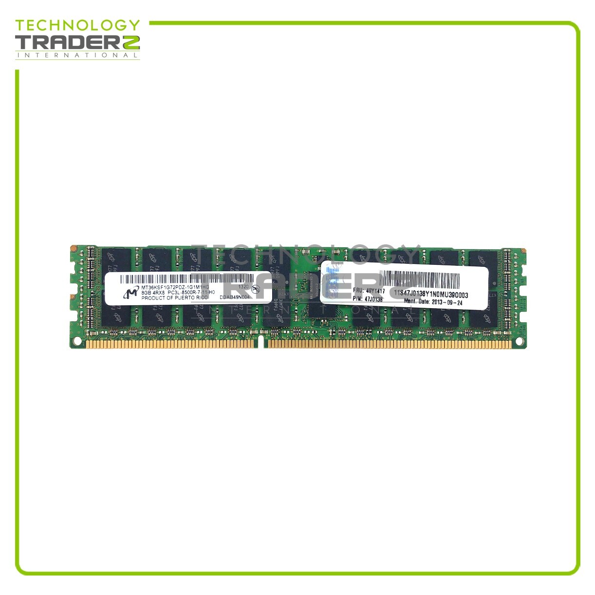 Lot Of 2 49Y1417 IBM 8GB PC3-8500 DDR3-1066MHz ECC REG Quad Rank Memory 47J0138