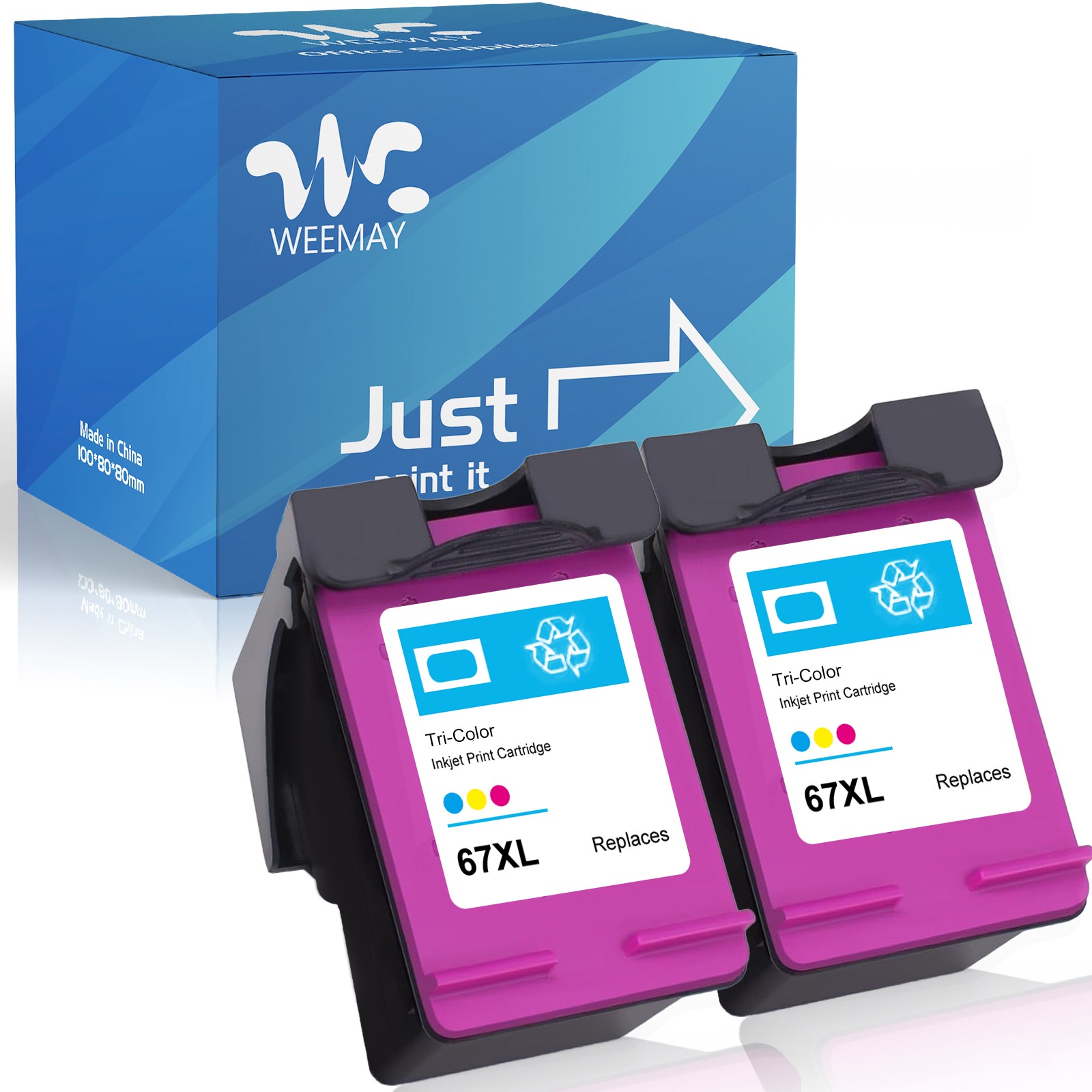 2 PACK 67XL Ink Cartridges Color for HP Envy 4100 6000 6400 DeskJet 2700 2752