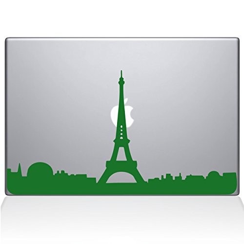 The Decal Guru 2070-MAC-12M-LG Paris City Skyline Decal Vinyl Green 12" MacBook