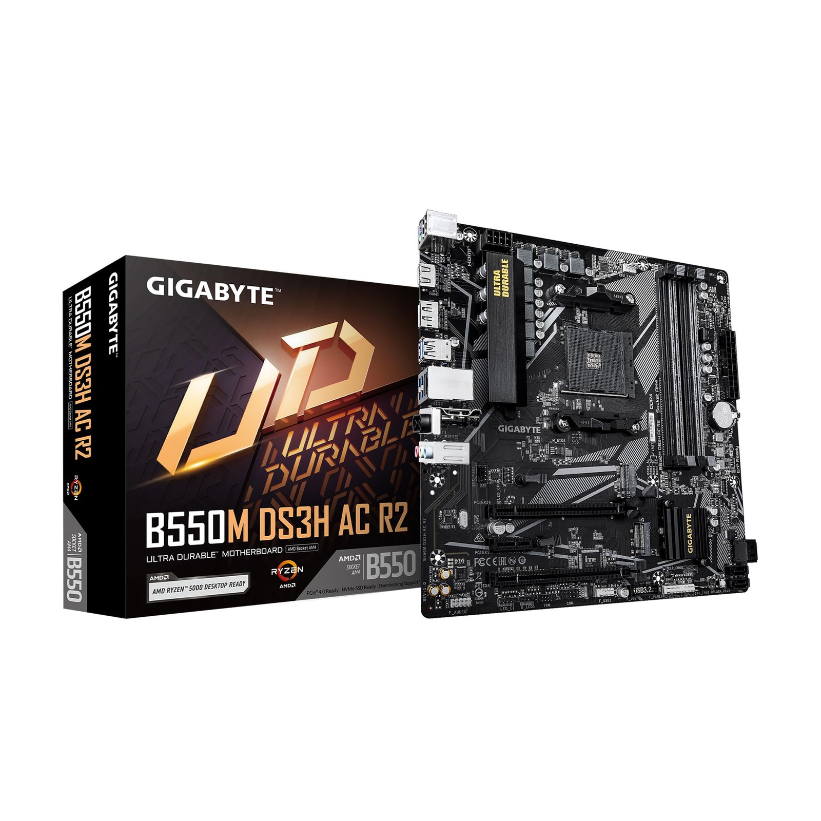 B550M DS3H AC R2 AM4 mATX Motherboard, Supports Ryzen 5000/4000/3000 Series