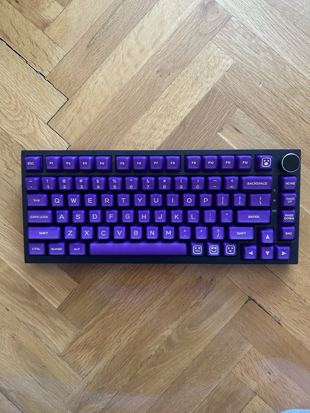 Custom keyboard W/ Gateron Milky Yellow and Clean Purple Keycaps