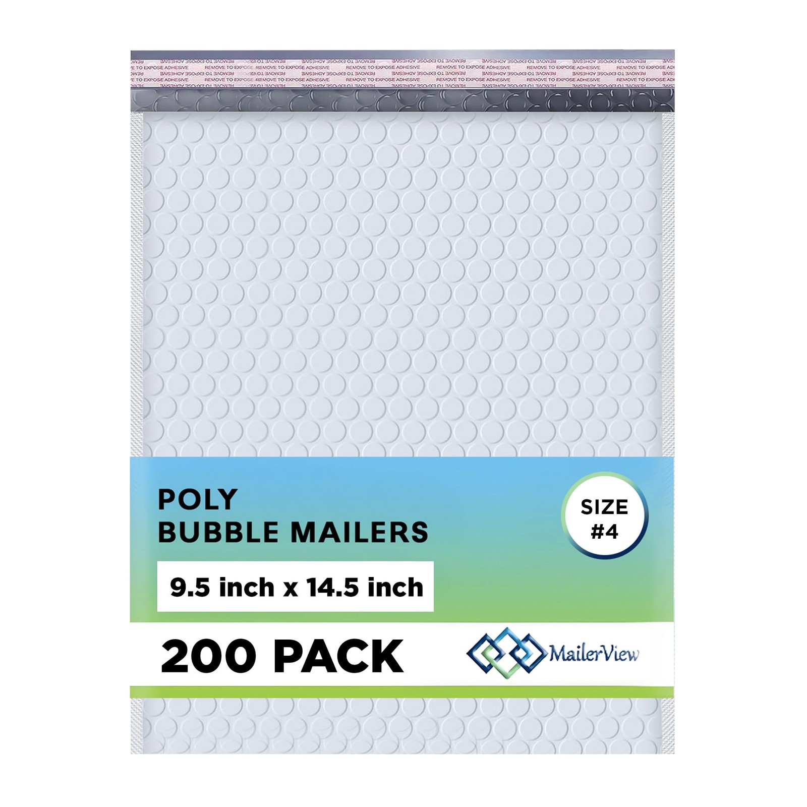 Arctic White Bubble Mailers 9.5x14.5 Poly Padded Mailers #4 200 Pack