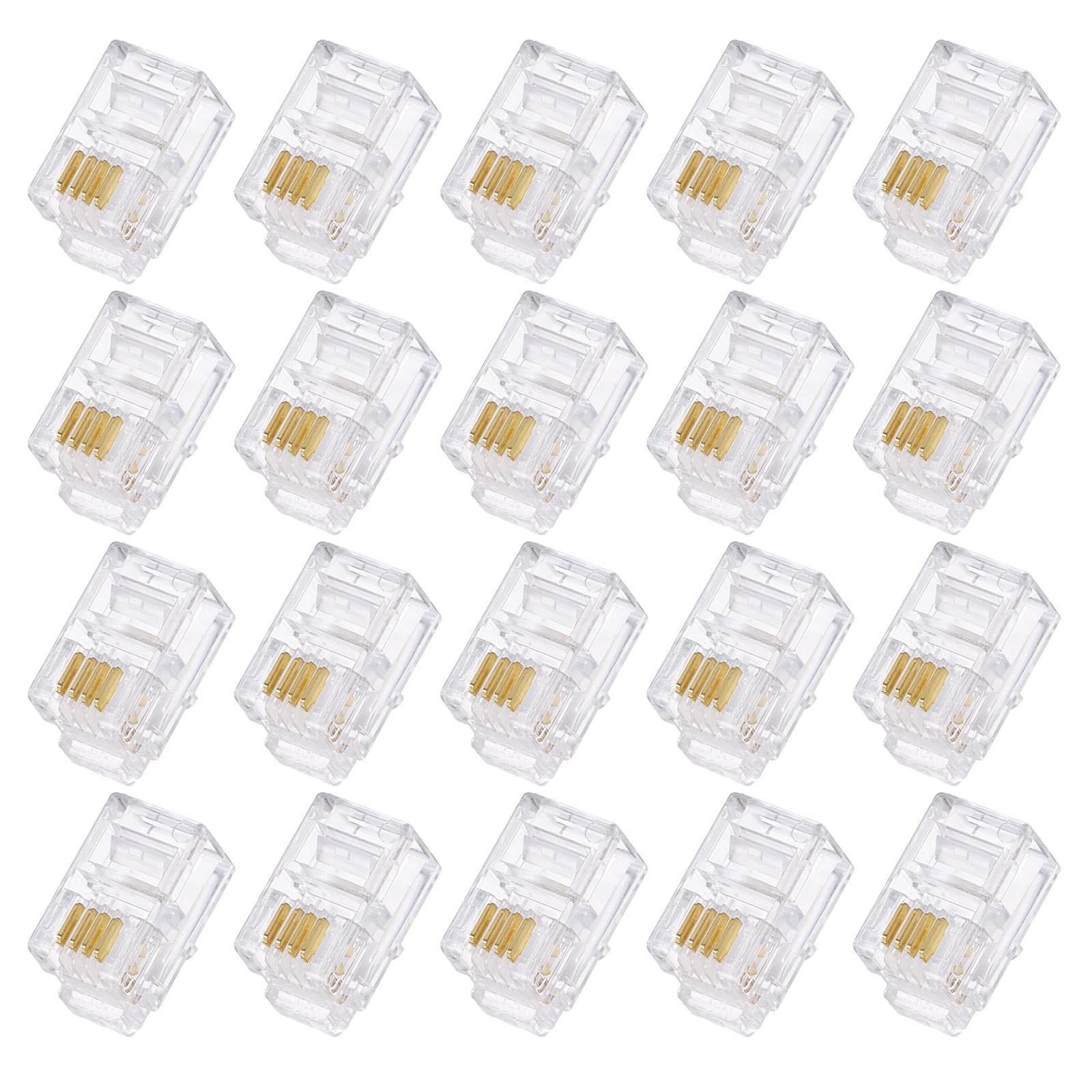 RJ9/RJ10/RJ22 Male Modular Phone Plug, for 4P4C 20pcs Connectors